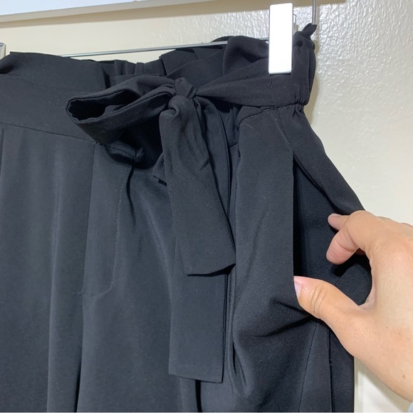 Zara Women’s Like New Black Square Tie Front Ribbon Pants Size Small - Picture 7 of 16